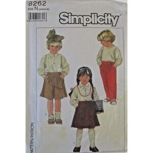 Simplicity Sewing Pattern #8262 Child's Skirt, Pants, & Culottes,  Size 4-5-6 FF